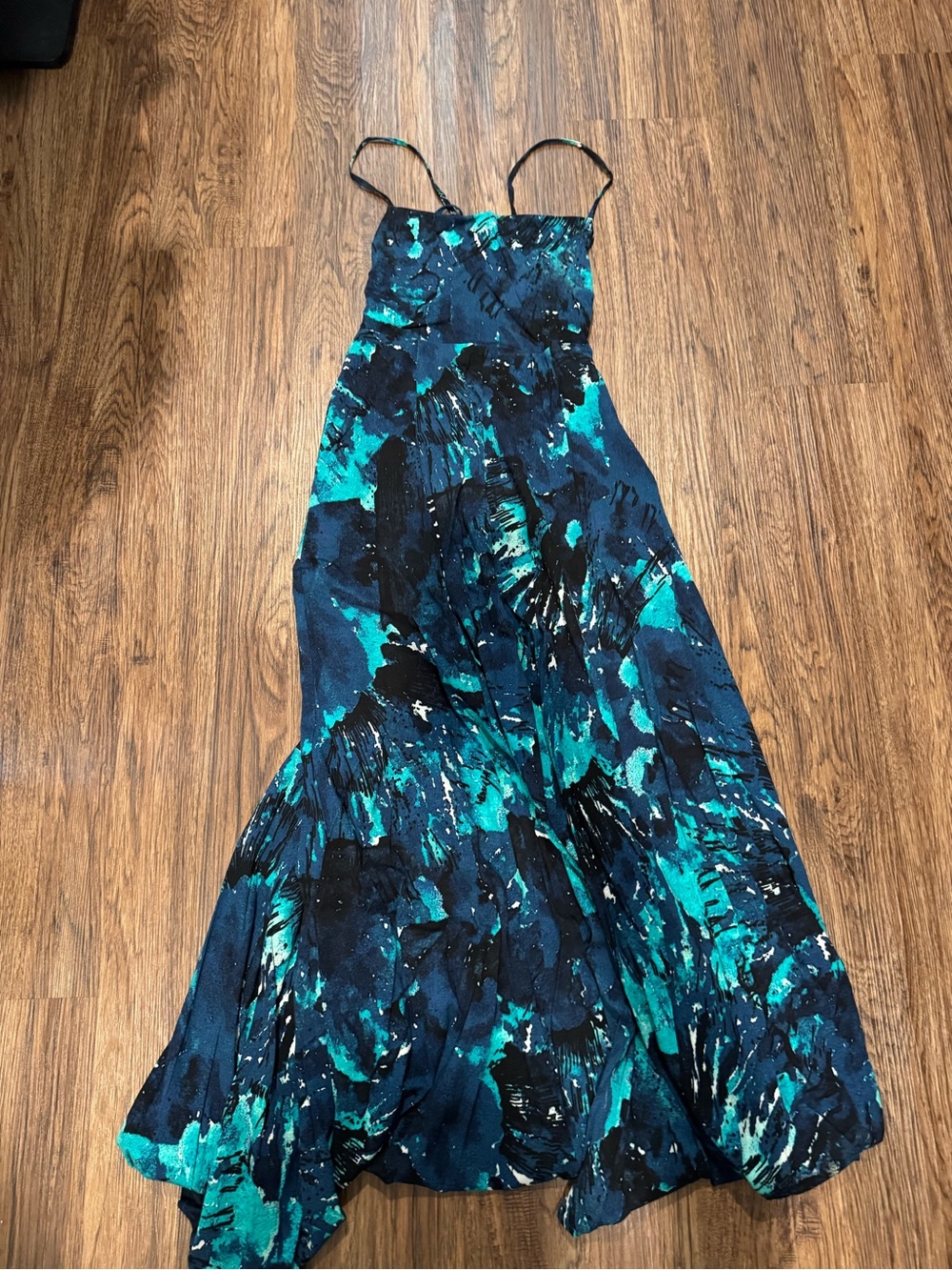Free people Blue Teal Abstract Print Maxi Dress - Womens